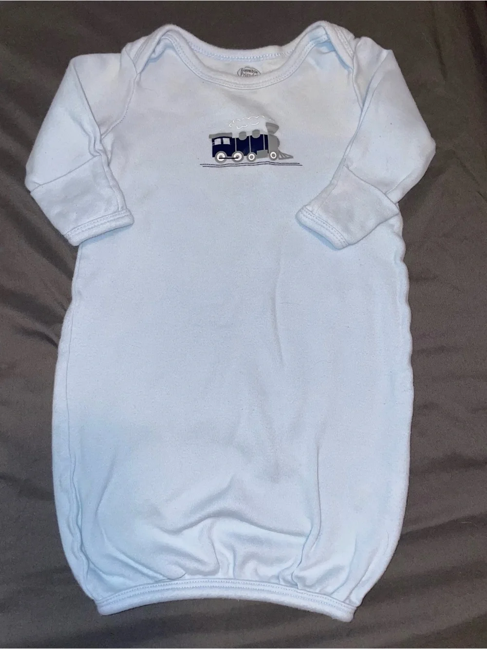 Baby Blue Train-Print 0-6 months Sleep Gowns - 2-Pack